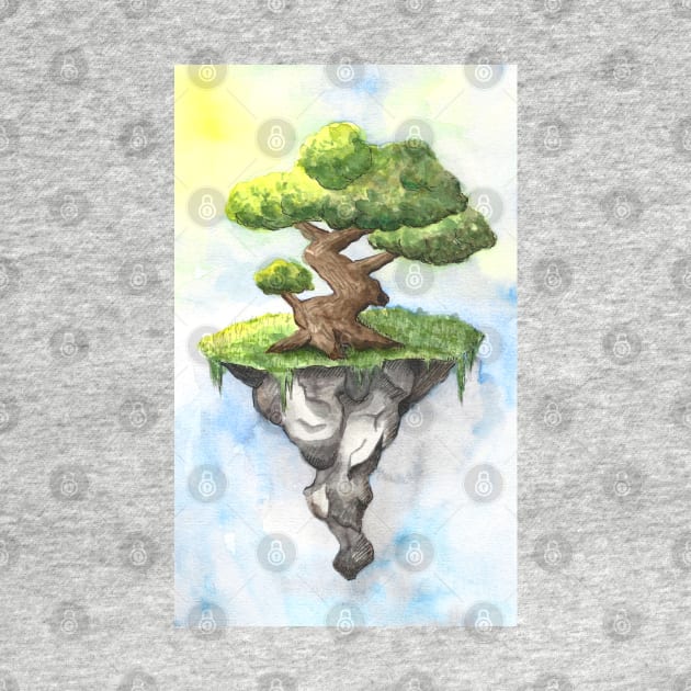 dreamy bonsai on a floating island by svenj-creates